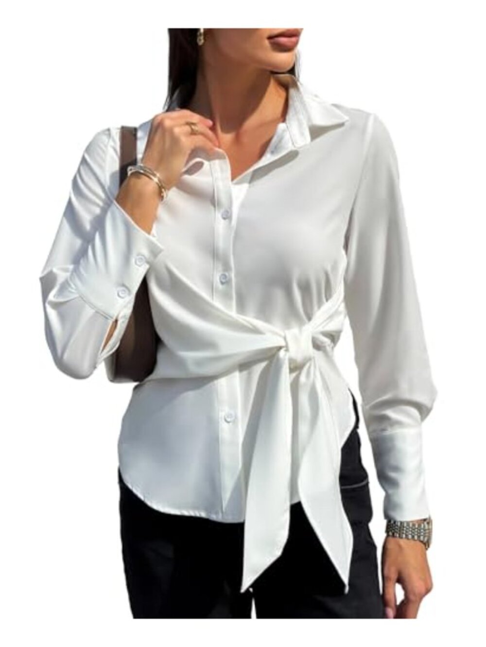 Long Sleeve Button Down Shirt Women Dressy Casual Work Blouse
